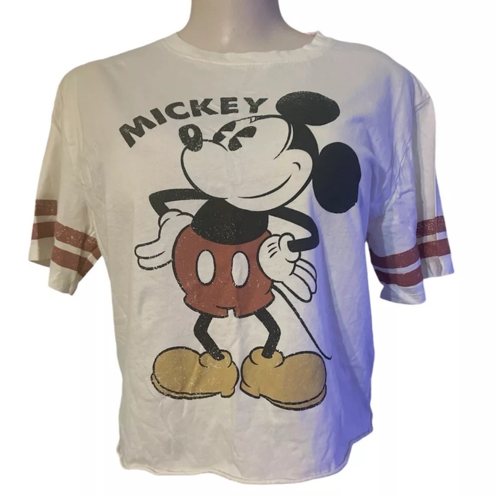 Disney mickey mouse cropped t-Shirt womens beige size XL